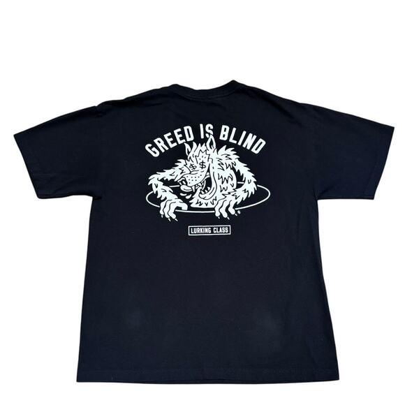 Lurking Class, Greed is Blind Short Sleeve Black T-Shirt, Size Med., EUC - Picture 5 of 6